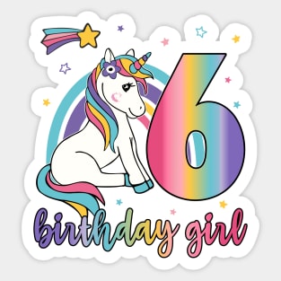 6th Birthday Girls Unicorn Sticker